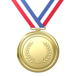 Gold Medal Award First Place PowerPoint clipart graphic preview.