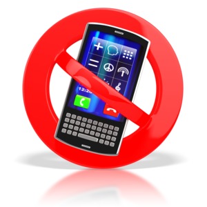 No Cell Phones PowerPoint clipart graphic preview.