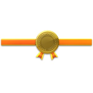 Gold Seal Horiztonal Ribbon PowerPoint clipart graphic preview.