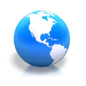 Earth Americas Blue Shiny PowerPoint clipart graphic preview.