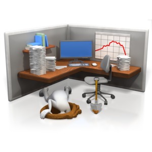 Escaping From Cubicle PowerPoint clipart graphic preview.