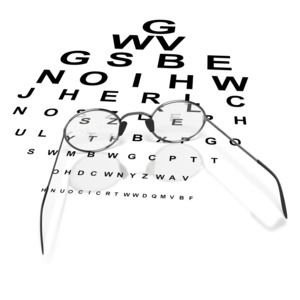 Glasses on Eye Chart PowerPoint clipart graphic preview.