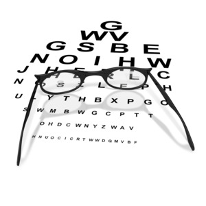 Womens Glasses with Eye Chart PowerPoint clipart graphic preview.