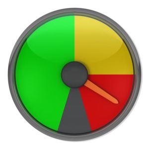Red Gauge Indicator PowerPoint clipart graphic preview.