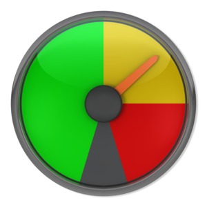 Yellow Gauge Indicator PowerPoint clipart graphic preview.