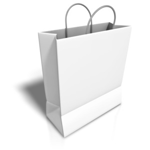 Empty White Shopping Bag PowerPoint clipart graphic preview.