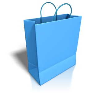 Empty Blue Shopping Bag PowerPoint clipart graphic preview.