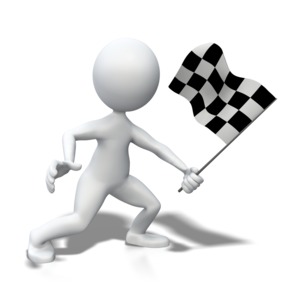 Stick Figure Waving Checkered Flag PowerPoint clipart graphic preview.
