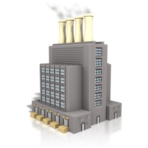 Factory Building Smoke Stack PowerPoint clipart graphic preview.