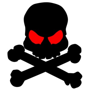 Black Skull Bones PowerPoint clipart graphic preview.