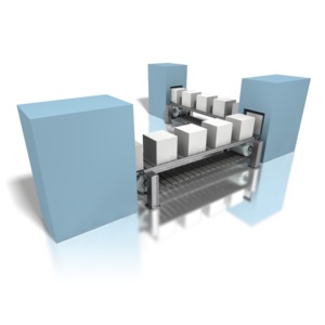 Conveyor Gray Boxes Assembly Line PowerPoint clipart graphic preview.