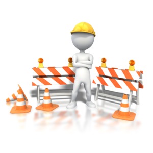 Stick Figure Standing Construction Site PowerPoint clipart graphic preview.