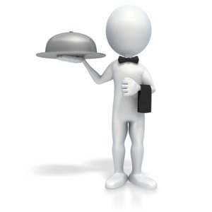 Stick Figure Waiter PowerPoint clipart graphic preview.