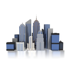 City Downtown Buildings PowerPoint clipart graphic preview.