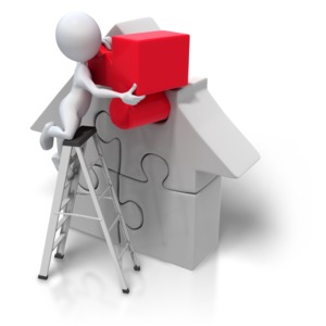 Puzzle Piece House Insert PowerPoint clipart graphic preview.