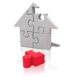 Puzzle Piece House Missing PowerPoint clipart graphic preview.