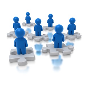 People Puzzle PowerPoint clipart graphic preview.