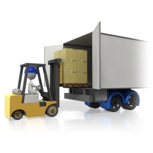 Forklift Loading Truck Trailer PowerPoint clipart graphic preview.