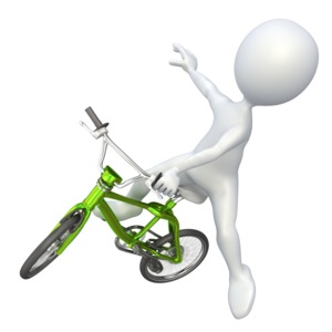 Stick Figure Jumping BMX Bike PowerPoint clipart graphic preview.