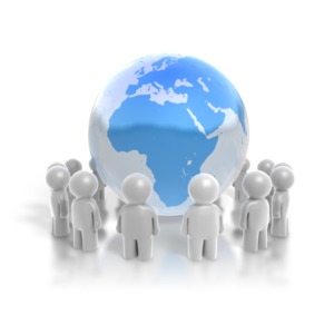 People Ring the Earth PowerPoint clipart graphic preview.