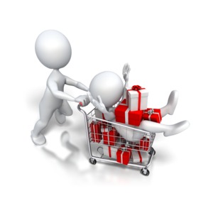 Holiday Shopping Jackpot PowerPoint clipart graphic preview.