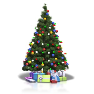 Christmas Tree Shiny Lights PowerPoint clipart graphic preview.