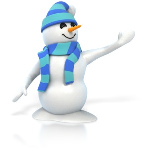 Winter Snowman Presenting PowerPoint clipart graphic preview.