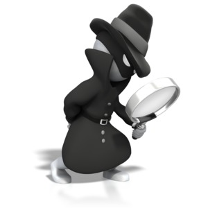 Spy Searching With Magnifying Glass PowerPoint clipart graphic preview.