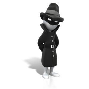 Spy Standing Suspicious PowerPoint clipart graphic preview.