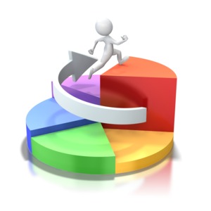 Pie Chart Circle Stick Figure Run Up PowerPoint clipart graphic preview.