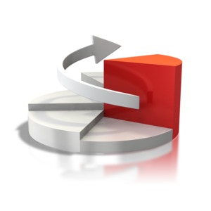 Pie Chart Circle Arrow Wind Up PowerPoint clipart graphic preview.
