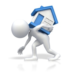 Stick Figure Carrying Heavy House on Bac PowerPoint clipart graphic preview.