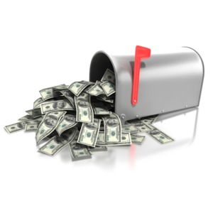 Mailbox Money Overflow PowerPoint clipart graphic preview.