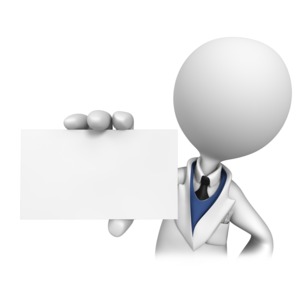 Stick Figure Dentist Holding Blank Card PowerPoint clipart graphic preview.