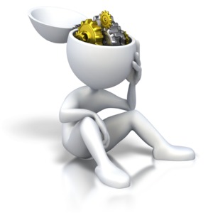 Stick Figure Gears Turning PowerPoint clipart graphic preview.