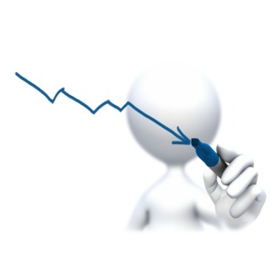 Stick Figure Drawing Down Arrow PowerPoint clipart graphic preview.