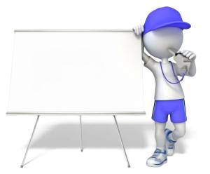 Coach With Whiteboard PowerPoint clipart graphic preview.