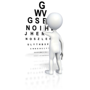 Stick Figure Eye Exam PowerPoint clipart graphic preview.
