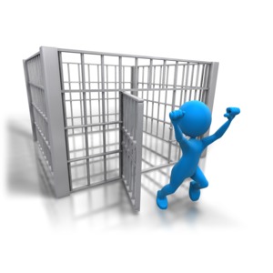 Stick Figure Released Jail PowerPoint clipart graphic preview.