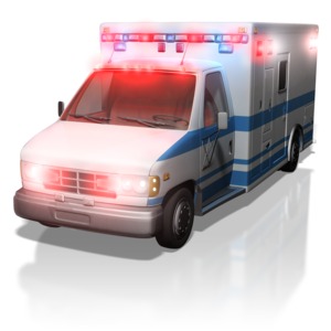 Ambulance With Lights On PowerPoint clipart graphic preview.