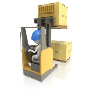 Reach Truck Stacking Pallet of Boxes PowerPoint clipart graphic preview.