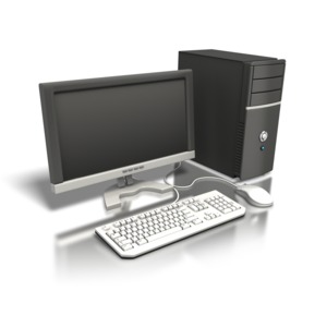 One Computer Angled PowerPoint clipart graphic preview.