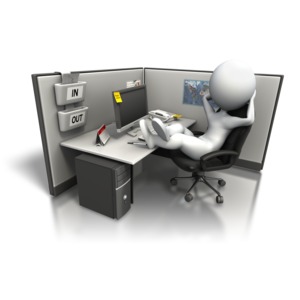 Relaxing In Office Cubicle PowerPoint clipart graphic preview.