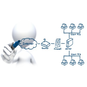 Computer Client Diagram PowerPoint clipart graphic preview.