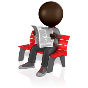 Stick Figure Reading Newspaper PowerPoint clipart graphic preview.