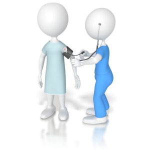 Nurse taking Patient Blood Pressure PowerPoint clipart graphic preview.