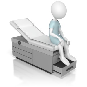 Sitting On an Examination Table PowerPoint clipart graphic preview.