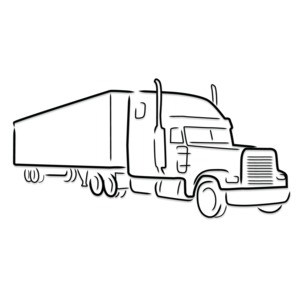 Semi Truck Outline Drawing PowerPoint clipart graphic preview.