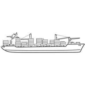 Freight Ship Outline Drawing PowerPoint clipart graphic preview.