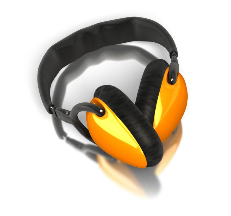 High-resolution clipart illustration of Single Pair Audio Headphones, designed for digital podcast broadcasting, multimedia content creation, and live entertainment event promotions.